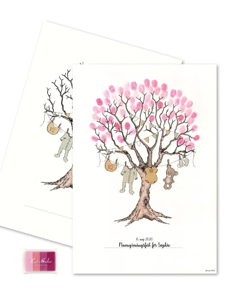 Fingerprint: Barnedåbstræ med lyserøde fingeraftryk