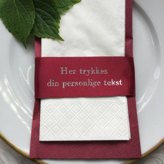 Silkebånd med tekst - Vinrød